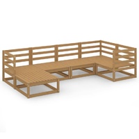 6 Piece Garden Lounge Set Honey Brown Solid Pinewood