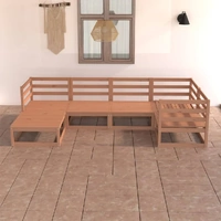 6 Piece Garden Lounge Set Honey Brown Solid Pinewood