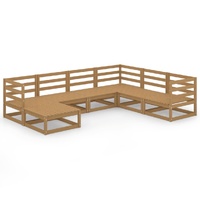 7 Piece Garden Lounge Set Honey Brown Solid Pinewood