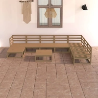 8 Piece Garden Lounge Set Honey Brown Solid Pinewood