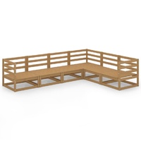 6 Piece Garden Lounge Set Honey Brown Solid Pinewood