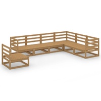 7 Piece Garden Lounge Set Honey Brown Solid Pinewood
