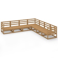 7 Piece Garden Lounge Set Honey Brown Solid Pinewood