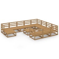 12 Piece Garden Lounge Set Solid Pinewood
