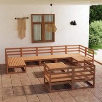 10 Piece Garden Lounge Set Solid Pinewood
