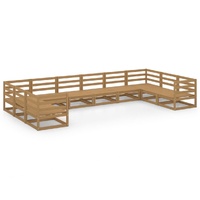 10 Piece Garden Lounge Set Solid Pinewood