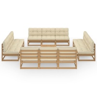 13 Piece Garden Lounge Set with Cushions Solid Pinewood
