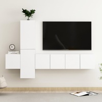 5 Piece TV Cabinet Set White Engineered Wood