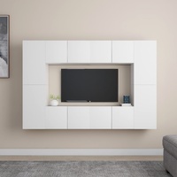 8 Piece TV Cabinet Set White Engineered Wood