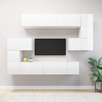 10 Piece TV Cabinet Set White Engineered Wood