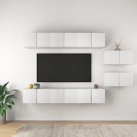 TV Cabinets 8 pcs White Engineered Wood
