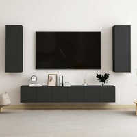 5 Piece TV Cabinet Set Black Engineered Wood