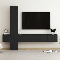 5 Piece TV Cabinet Set Black Engineered Wood