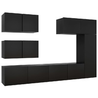6 Piece TV Cabinet Set Black Engineered Wood