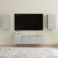 4 Piece TV Cabinet Set Concrete Grey Engineered Wood