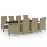 11 Piece Outdoor Dining Set with Cushions Poly Rattan Beige