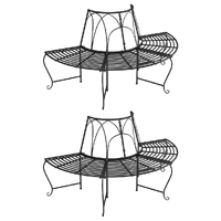 Half Round Tree Bench 2 pcs Ø159 cm Black Steel