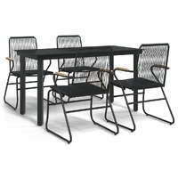 5 Piece Garden Dining Set Black PVC Rattan