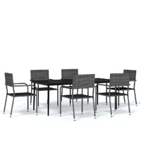 7 Piece Garden Dining Set Grey