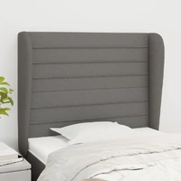 Headboard with Ears Dark Grey 103 cm Fabric