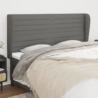 Headboard with Ears Dark Grey 203 cm Fabric