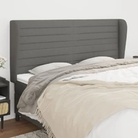 Headboard with Ears Dark Grey 203 cm Fabric