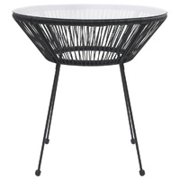 Garden Dining Table Black Ø70x74 cm Rattan and Glass