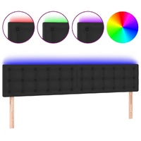 LED Headboard Black 200 cm Faux Leather