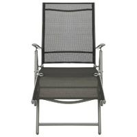 Folding Sun Lounger Textilene and Aluminium Black and Silver