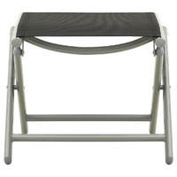 Folding Footrest Black and Silver Textilene and Aluminium