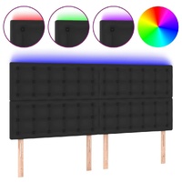 LED Headboard Black 200 cm Faux Leather