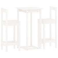 3 Piece Bar Set White Solid Wood Pine