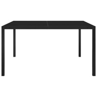 Garden Table 130x130x72 cm Black Steel and Glass