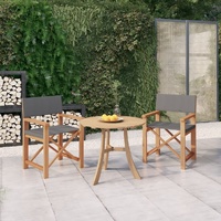 Director's Chairs 2 pcs Solid Wood Teak Grey