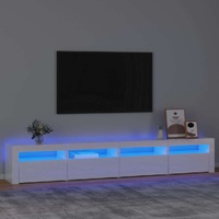 TV Cabinet with LED Lights High Gloss White 240x35x40 cm