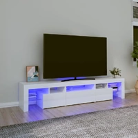 TV Cabinet with LED Lights High Gloss White 200x36.5x40 cm