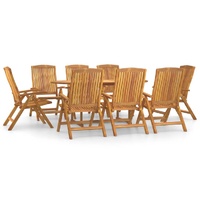 9 Piece Garden Dining Set Solid Wood Teak