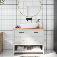Bathroom Countertop Light Brown 100x30x4 cm Treated Solid Wood