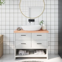 Bathroom Countertop Light Brown 100x30x6 cm Treated Solid Wood