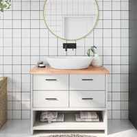 Bathroom Countertop Light Brown 100x60x4 cm Treated Solid Wood