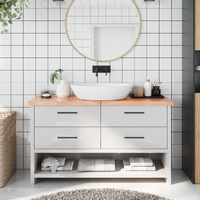 Bathroom Countertop Light Brown 140x30x4 cm Treated Solid Wood