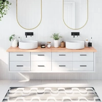 Bathroom Countertop Light Brown 200x60x4 cm Treated Solid Wood