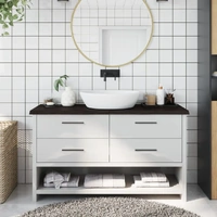 Bathroom Countertop Dark Brown 120x40x4 cm Treated Solid Wood