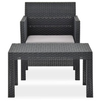 2 Piece Garden Lounge Set with Cushion Rattan Anthracite