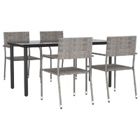 5 Piece Garden Dining Set Grey Poly Rattan