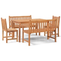 5 Piece Garden Dining Set Solid Wood Teak