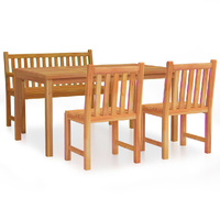4 Piece Garden Dining Set Solid Wood Teak