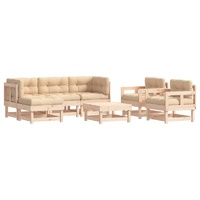7 Piece Garden Lounge Set with Cushions Solid Wood