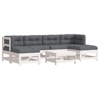7 Piece Garden Lounge Set with Cushions White Solid Wood