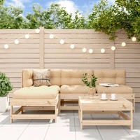 5 Piece Garden Lounge Set with Cushions Solid Wood